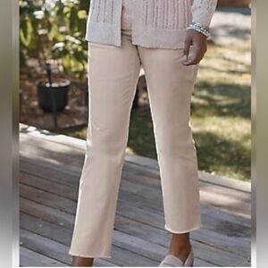 New J. Jill 14 Petite Chino Fringe Hem Blush Pink Pima Women Pants
